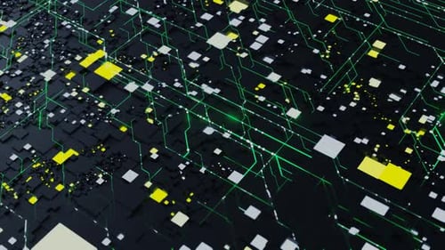 Futuristic Digital Grid Data Flow Technology Animation