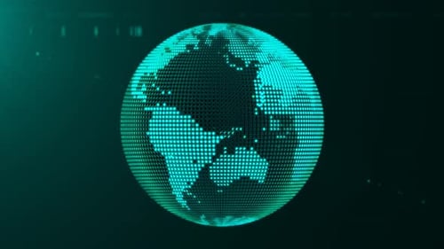 Digital planet with news background and radio signal, 2604