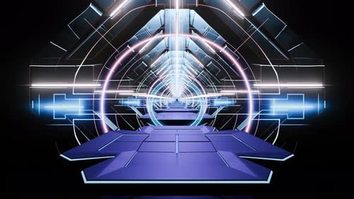 Cyberpunk Futuristic Abstract background In Neon Lights VJ Loop