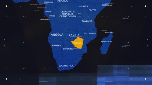 Digital World Map Zoom and Glitch Reveal with Country Highlight