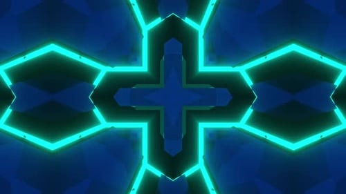 Blue and green abstract background. Kaleidoscope VJ loop