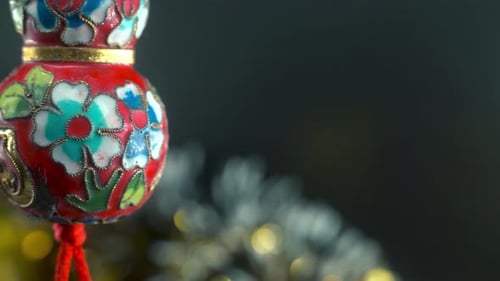 Vibrant Christmas Ornament Hanging with Festive Decorations