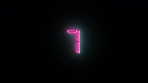 Digital Neon Countdown with Glowing Segmented Numbers