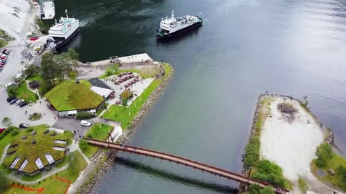 Gudvangen at Sognefjord Aerial View Norway