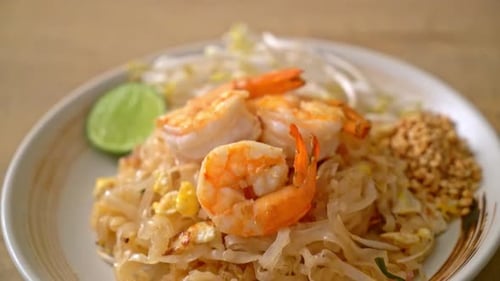 Delicious Pad Thai Noodles on a Plate