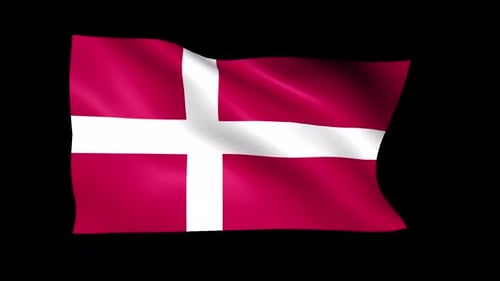Realistic Waving Danish Flag with Alpha Channel Animation
