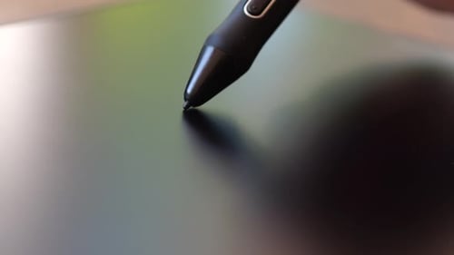 Stylus on Tablet Screen Close Up
