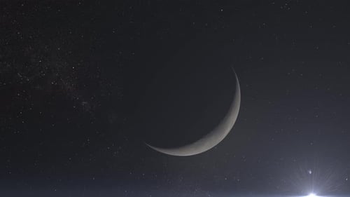 Crescent Titan in Deep Space