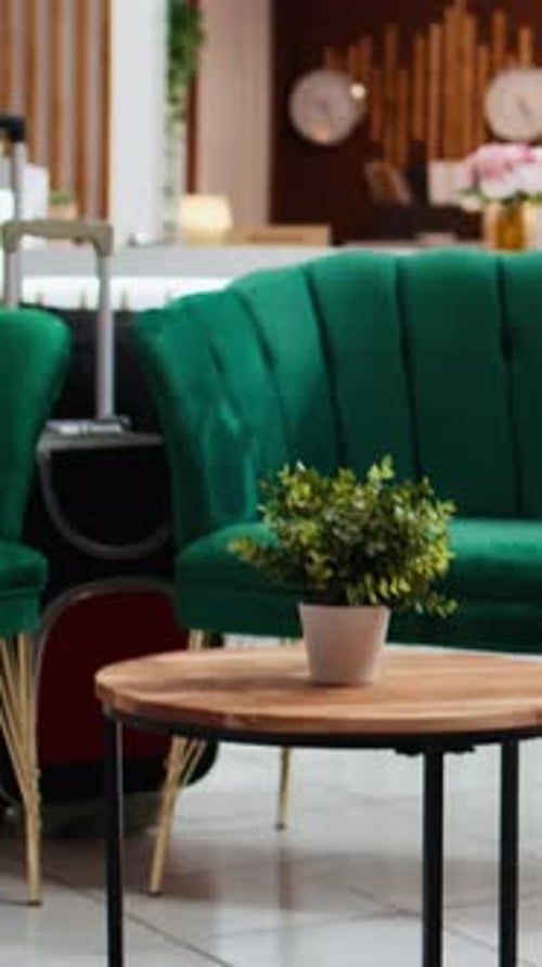 Vertical Video Beautiful Lights and Decorations in Hotel Lounge Area