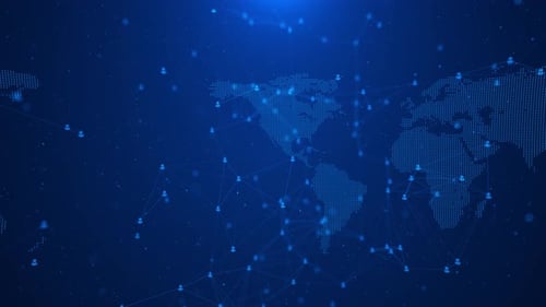 Digitaler futuristischer Cyberspace Abstrakte globale Netzwerk-Weltkarte. Futuristische Technologie. Geschäft usw.