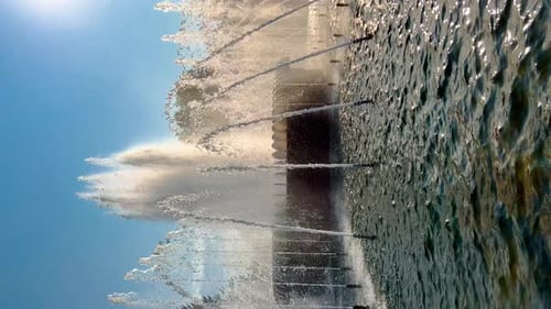 the Huge Fountain in City Park Sunshine of Splashes Sun Reflections of Water Rainbow Clear Sunny