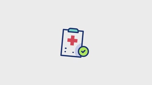 Animated Flat Design Medical Report Checkmark Icon
