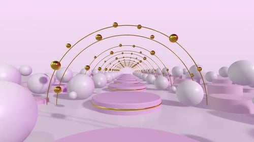 Elegant Pink and Gold Abstract Geometric Archway Animation