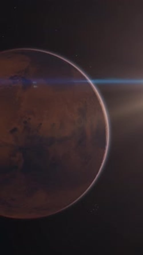 Planeta de Marte girando no planeta em órbita do espaço sideral