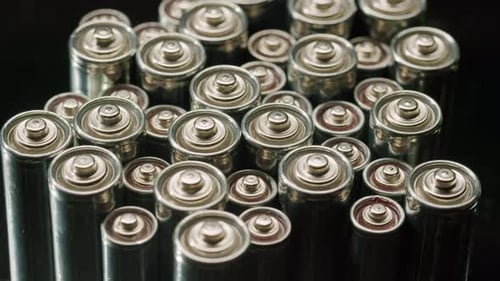 Close Up of Silver Battery Tops