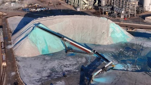 Aerial View of Industrial Salt Production Site in Detroit Michigan With
