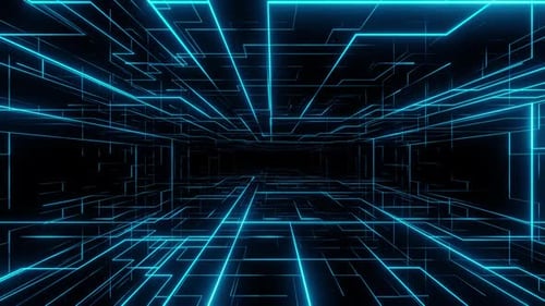 Futuristic Blue Digital Grid Network Loop Background
