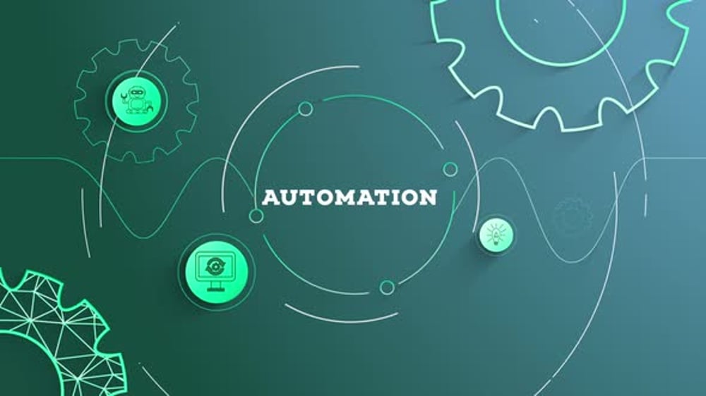 Modern Automation Concept with Moving Gears and Icons, Backgrounds ...