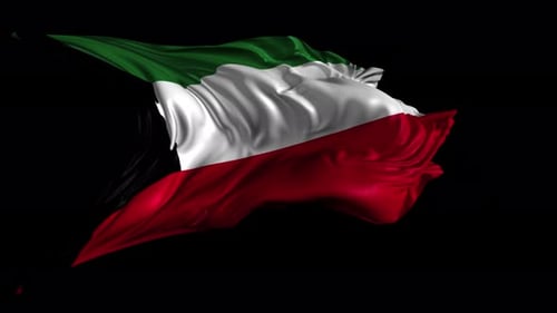 Waving Flag of Kuwait with Realistic Fabric Simulation