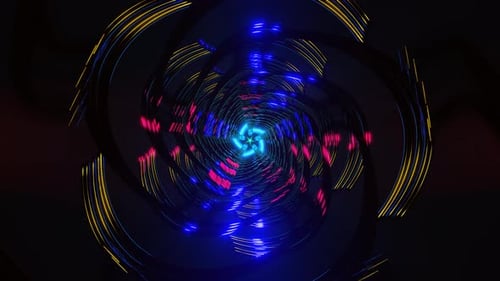 Abstract Glowing Forms with Rhythmic Lights in a Seamless VJ Loop