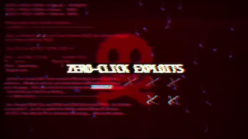 Zero Click Exploits Warning Text On Hacking Background Screen