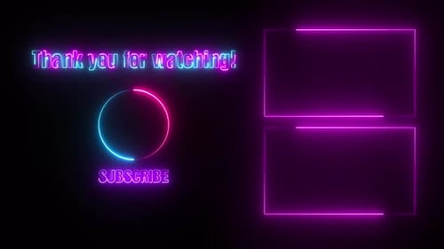 Cadre en néon rose pour écran de fin Youtube V13
