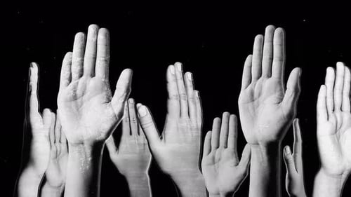 Spinning Halftone Effect Open Palm Hands