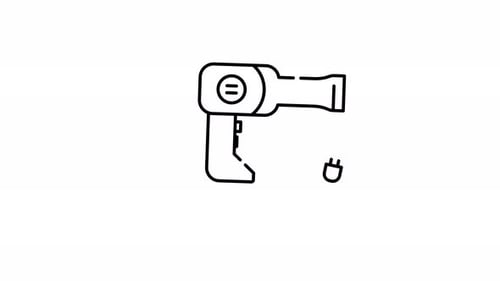 animation d'un sèche-cheveux au trait.