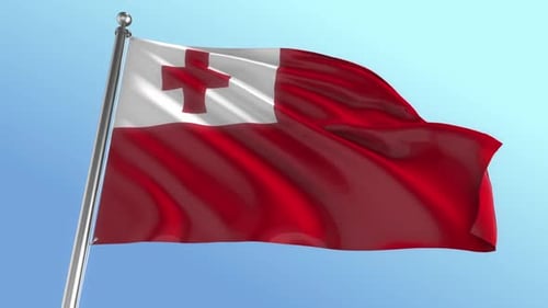 Realistic Tonga Flag Waving Seamlessly