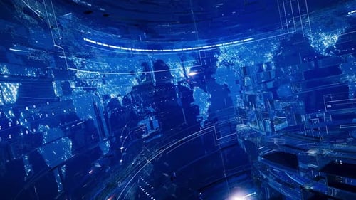 Futuristic Blue Digital Globe Technology Background
