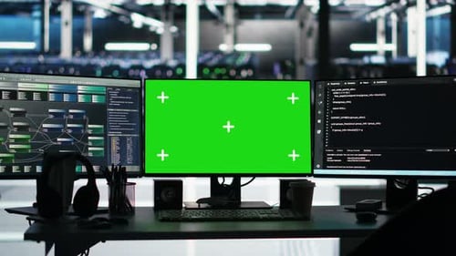 Maqueta de PC en el centro de datos para controlar el uso de energía del hardware mediante la tecnología Node Tree