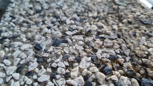 Close-up macro shot of seamless terrazzo pattern of marble mosaic natural concrete floor.