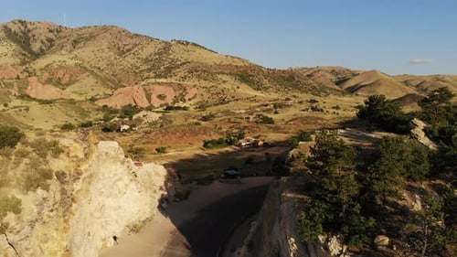 A beautiful rising drone shot taken in the morning at Dinosaur Ridge, Morrison CO.