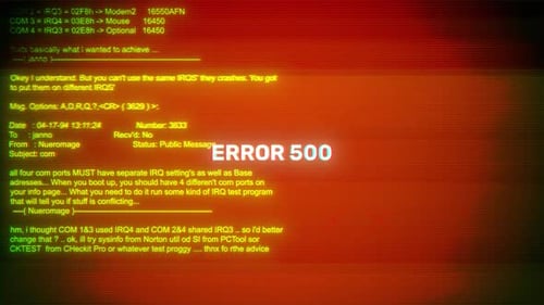 Error 500 On Hacking & Error Message Digital Screen Message On Computer Screens
