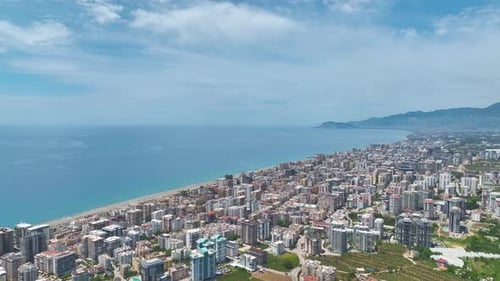 Aerial View MultiStory Building Completion Workers Wrap Up