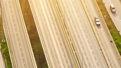 Highway traffic from aerial view, Drone