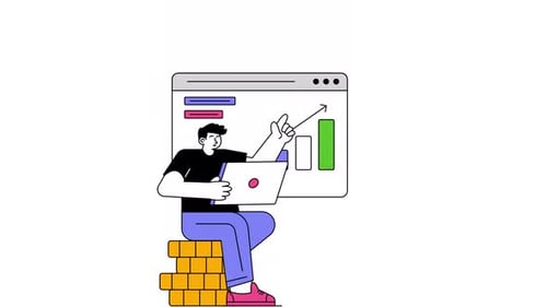 Animated Flat Design Illustration for Business Data Analysis