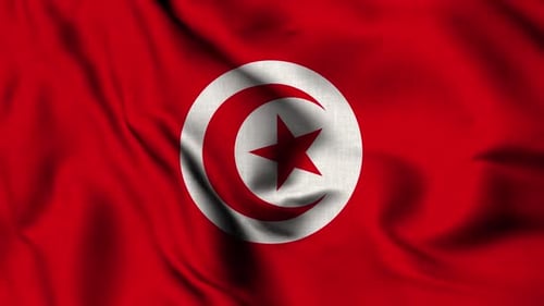 Tunisia National Flag Waving Animation