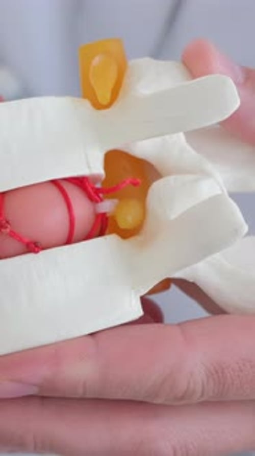 A Closeup of the Plastic Model of the Back Part of the Vertebra Vertical Video