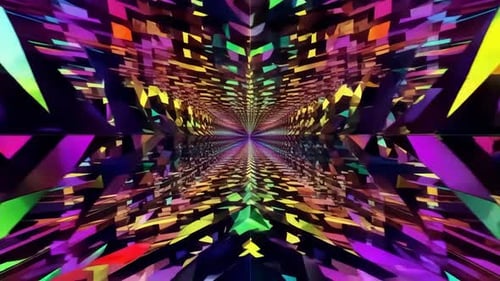Abstract Neon Geometric Infinity Tunnel Loop