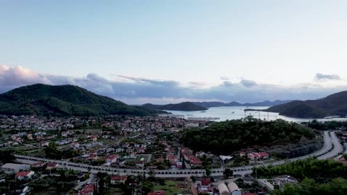 Cinematic Drone Flight Over Pristine Nature Fethiye Turkiye City