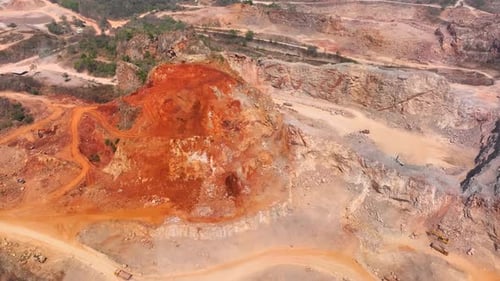 Quarry industry from an aerial view. Drone