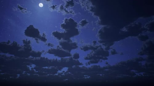 Beautiful Night Sky Time-lapse with Moon and Moving Clouds