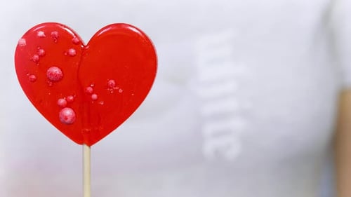 Red Heart Lollipop Close Up