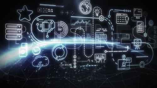 Futuristic Digital Technology Data Network Flow Interface