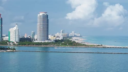 A Stunning Aerial View of South Pointe Pier at Sunset in Miami Beach