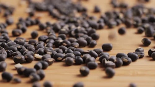 Urad Whole Lentil Black Beans Seeds Nuts Grains Plants Close Up Raw Chinese Soy Bean in Supermarket