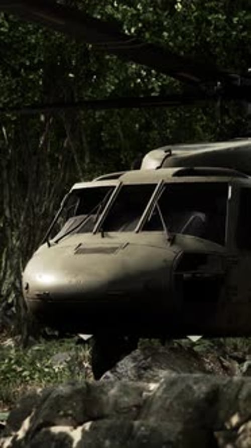 Military Helicopter in Deep Jungle