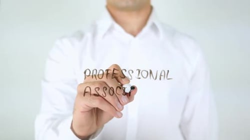 Professional Association, Man Writing on Glass