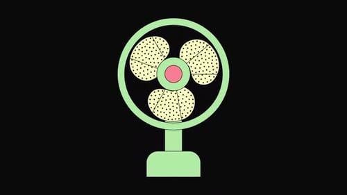 Flat Design Desk Fan Spinning Animation